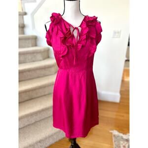 Elizabeth McKay Jewel Tone Pink Silk Ruffle Cocktail Dress